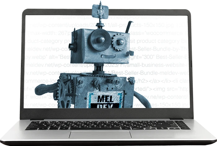 website care robot on laptop