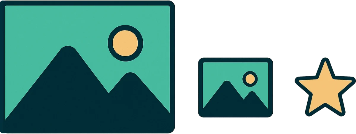 Icons for images, thumbnail, and icon