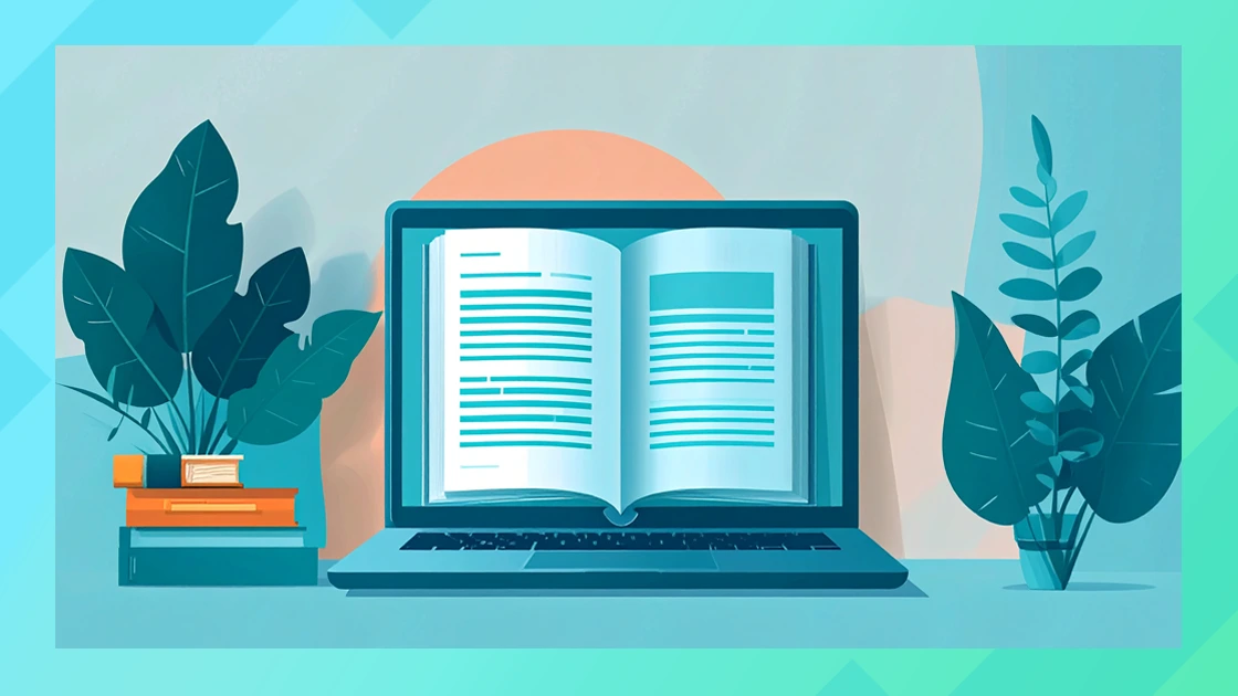 Book on the screen of a laptop
