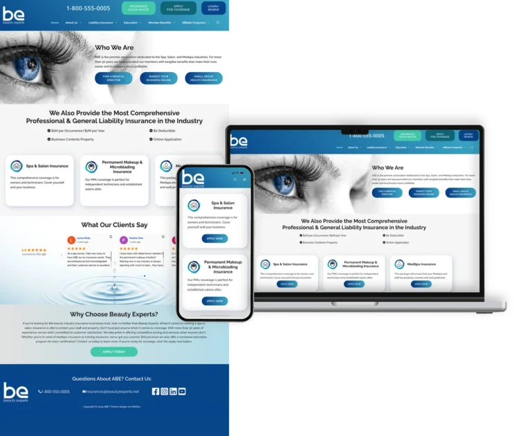 Beauty Insurance website design