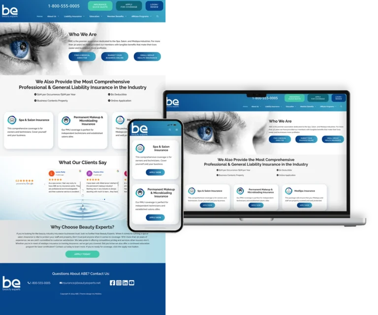 Beauty Insurance website design